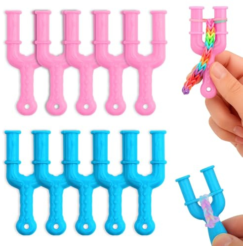 10PCS Y-Slingshot Loom, Plastic Y-Shape Rubber Band Slingshot Hook for Bracelets Making Kit with Easy Weaving Tool Weaving Loom Tools & Accessories