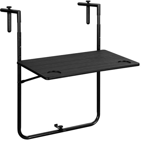 YXINAER Tavolo da balcone pieghevole appendere alla parete, 3 livelli, altezza regolabile, resistente alle intemperie, 60x36 cm Tavolino da Balcone Pieghevole