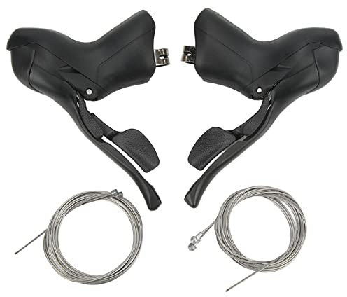 HOSEONFN Bremshebel aus Aluminiumlegierung, für Rennräder, kompatibel mit, rutschfester Griff, langlebig, für Bullhorn/Flat-Lenker, inklusive Schalthebel und Bremskabeln