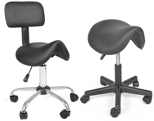 Mingone Sattelhocker mit Rückenlehne Drehhocker Ergonomisch Bürohocker mit Rollen Sattelstuhl 360° Hocker Hoehenverstellbar
