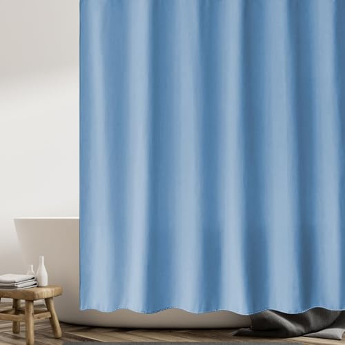 RENWEIWEI Duschvorhang 120 x 210 cm Anti Schimmel Wasserdicht Waschbar Badvorhang aus Polyester Stoff Extra Langer Duschvorhang mit Ösen Und Haken für Moderne Badezimmer, Dunkelblau