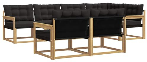 vidaXL Outdoor-Sofagarnitur mit Kissen 7 pcs Weiß und Schwarz, Garten-Sofa, modernes Outdoor-Möbel, strapazierfähige Lounge, Sitzgruppe für Terrasse und Komfort