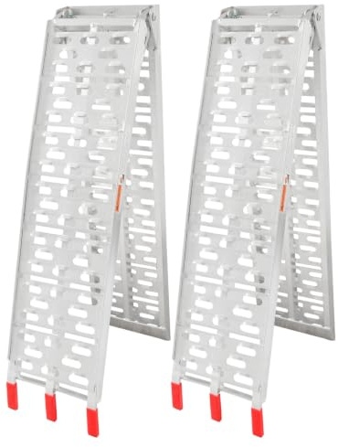 Monucep Faltbare Auffahrrampe 2er Set 226 cm Aluminium, Tragkraft 340 kg | Verladerampe klappbar & rutschfest für Anhänger, Motorrad, ATV, Quad und PKW