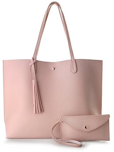 Sac à main minimaliste en similicuir grainé pour femme, rose, Medium