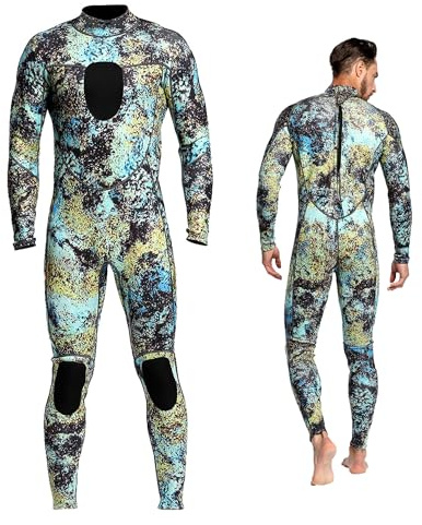 Wetsuits Mens 3MM Camo Neoprene Scuba Diving Unisex One Piece Sport Skin Spearfishing Full Suit (XL)