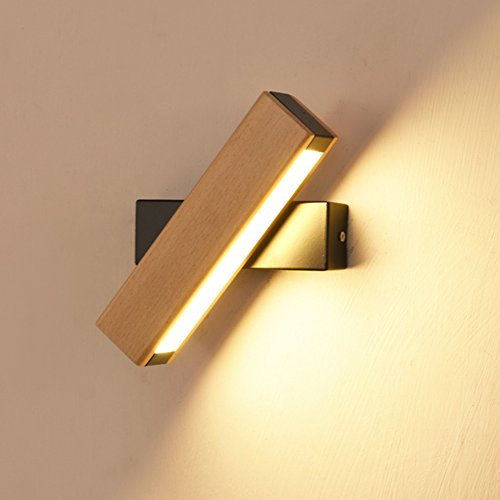 Winlams 6W LED murale rotatif Multi intérieur de lit modèle Éclairage mural aluminium bois bois couleur Applique murale décorative, fer, Bois
