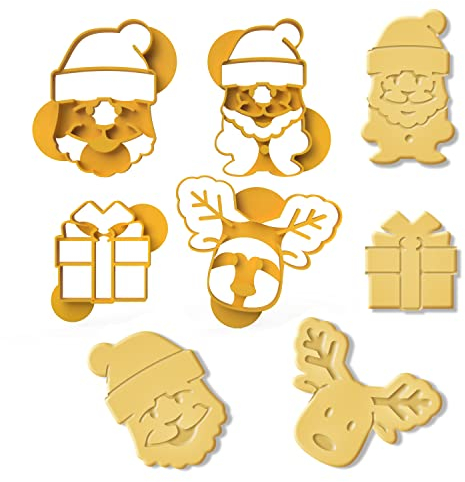 4er Keksausstecher Set Weihnachten Ausstecher Weihnachtsmann Santa Rudolf Rentier aus Bio Kunststoff Made in Germany inkl. 2 Keksrezepten