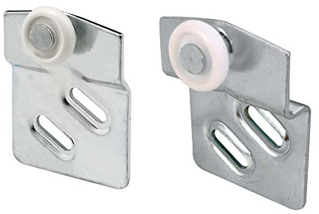 Prime-Line N 7537 Sliding Closet Door Roller Kit, 7/8 in. Wheel Diameter, Convex (Round) Edge Plastic, Stamped Steel Construction, Includes 1/4 in. and 1/2 in. Offset Pairs, Fits Atlas Wardrobe Door Systems, Pack of 4