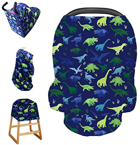 Dehnbarer Baby-Stillbezug zum Stillen, 4-in-1-Dinosaurier-Stillschal, Stillbezug, ultraweich und atmungsaktiv, Mehrzweck-Schal, Sichtschutz für Jungen und Mädchen, Mutterpflege im Freien