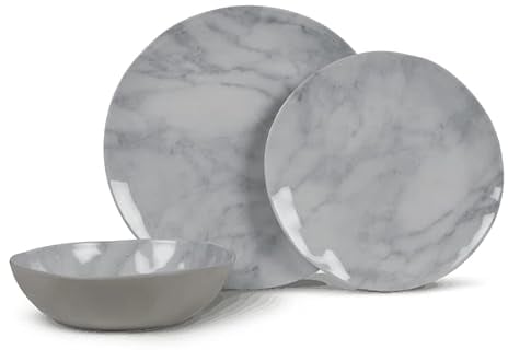 Kampa Dometic Marble - Vajilla de melamina de 12 piezas