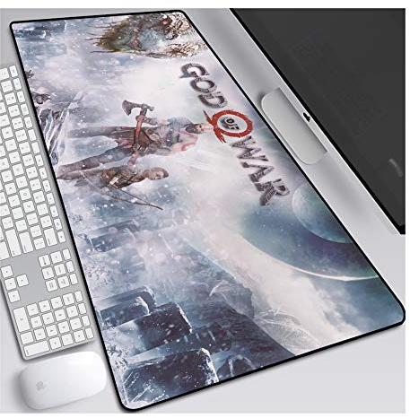 ITBT God of War Speed Gaming Mouse Pad,XXL Anime Mouse Mat,800x300mm, Extra Large Mousepad with Non-Slip Rubber Base,3mm Stitched Edges,for Computer PC,F