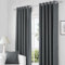 RayyanLinen Readymade Blackout Thermal Eyelet Ring Top Pair of Curtains Including 2 free Tiebacks (CHARCOAL GREY, Width 90 x Drop 90)