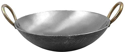 Iron Karahi Kadai Kadhai Deep Fry Iron Wok Balti Dish With Handle (12 Inches)