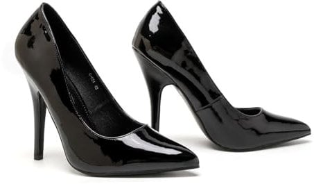 Bismaa Mens Womens Drag Queen Cross Dresser HIGH Heel Pointy Toe Court Shoes Big Sizes UK 9,10,11,12 (Black Patent, Numeric_8)