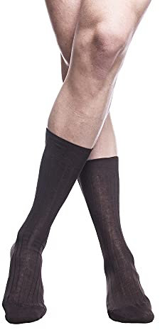 PETTI Artigiani Italiani - Calzini, Calze Uomo, Calzino Uomo, Calze Lunghe e Corte Uomo, 6 Paia Calze Uomo Filo di Scozia, 100% Made in Italy, Costina Corto Marrone 42-44