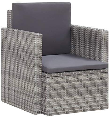 Susany Gartensessel mit Auflagen Rattansessel Rattanstuhl Gartenstuhl Gartenmöbel Sessel Stuhl Poly Rattan Grau