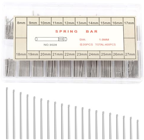 Agatige Barre a Molla per Cinturini Orologi, 1 mm Bar Primavera in Acciaio Inossidabile Perni di Ricambio Attrezzi per Sostituzione Kit Riparazione Orologi per Cinturino di Ricambio