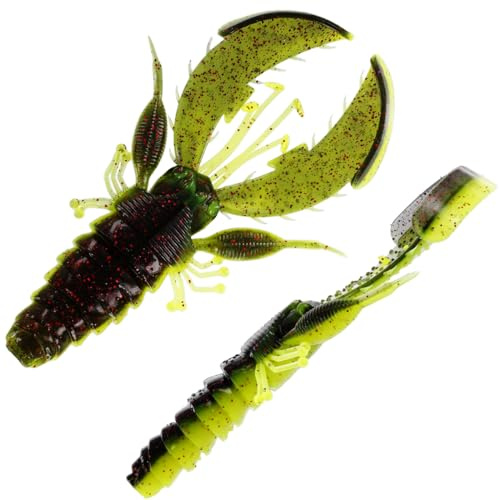 Westin CreCraw Creaturebait 6,5cm 4g - 6 Gummikrebse, Farbe:Black/Chartreuse