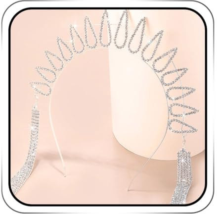 IYOU Funkelnd Halo Stirnband Silber Strass Haarschmuck für Damen | Zip Krawatte Spikes Kopfschmuck Quaste Kristall Cosplay Krone Haarband