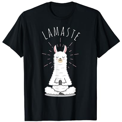 RTstyles Funny Yoga Namaste Lamaste T-Shirt Schwarz S Unisex Erwachsene Klassische Passform Kurzarm T-Shirt