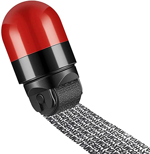 Identity Protection Roller Stamp Wide Rolling Theft Identity Prevention Stamp for Secure Confidential ID Blackout Security, Anti Theft and Privacy Safety (Red)