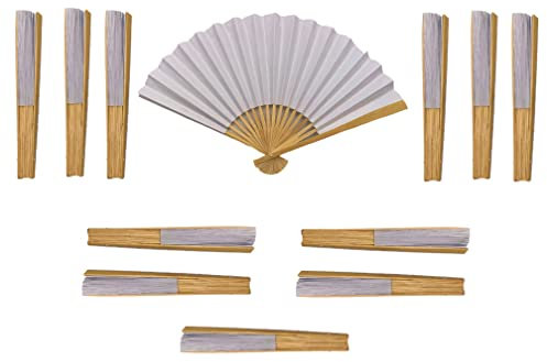 Paper fans | wooden frame | plain white paper fan to decorate & style | pack of 12
