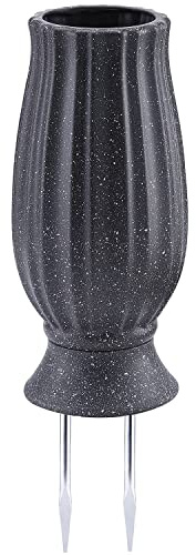 Bocola Cemetery Plastic Vase Artificial Flower Fake Flowers Floral Holder Headstones Grave Decorations Human Tombstone Markers with Drain Hole Long Metal Spikes Outdoor Memorials