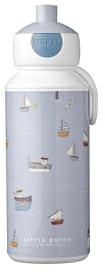 Mepal - Trinkflasche Pop-up Campus - Wasserflasche - Little Dutch - Auslaufsichere Flasche für die Schule - Wiederverwendbar - BPA-frei & Spülmaschinenfest - 400 ml - Sailors Bay