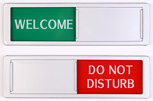 Welcome - Do not disturb - Hoge Kwaliteit - Frei Besetzt Schiebeschilder - Aluminium look - 17,5 x 5 x 0,7 cm - Montage: 3M Klebefläche - Schilder mit Schiebefunktion.