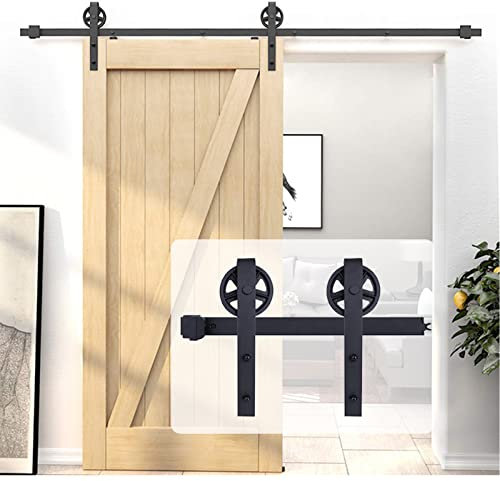 Juego de Herrajes para Puerta Corredera de 150 cm,Kit de hardware Puerta de Colgante Madera,Acero al carbono Puerta Corredera de Granero