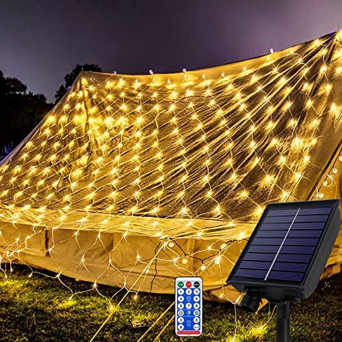 UISEBRT Solar Lichternetz Außen 6x4m 480LED Warmweiß, Solar Weihnachtsbeleuchtung LED Lichterketten Wasserdicht IP44 mit 13 Modi & Timer für Aussen Weihnachtsdeko, Ostern, Halloween, Gartendeko