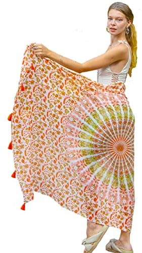 Mandala Life ART Damen Sarong, Pareo,Bikini Vertuschen, Strandtuch,Wickelrock, TapisserieWickeltuch Schal Halstuch - Hochwertiger Rayon - Weich und Leicht
