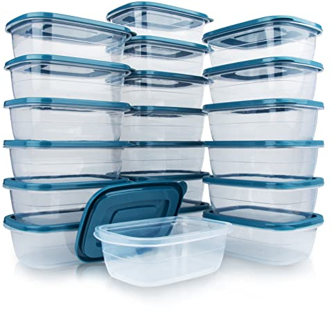 EFISH 20PCS Rechteck Kunststoff Portion Box Sets mit Deckel,Food Aufbewahrungsbox, Behälter Sets, Lebensmittellagerung, Lebensmittelbehälter,Verwendung für Schule,Arbeit und Reisen,500 ML Pro Box.