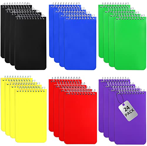 Blcculi A6 Spirale Notizblock,24 Stück Notizblock A6 Liniert,Notizblock Klein,Spirale Notizbuch A6,Mini Notizblock,Taschennotizbuch für Büro Schule,7,6 x 12,7 cm,60 Blatt/Block,6 Farbcover