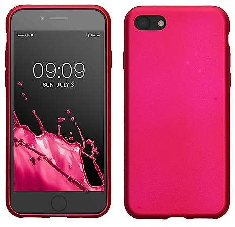kwmobile Case kompatibel mit Apple iPhone SE (2022) / iPhone SE (2020) / iPhone 8 / iPhone 7 Hülle - Schutzhülle aus Silikon metallisch schimmernd - Handyhülle Metallic Pink