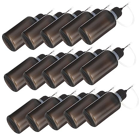 VILLFUL 20pcs 30ml Steel Nozzle Applicator Bottle Set Black Plastic Squeeze Bottles for Engine Oil Liquid Glue and Craft Projects