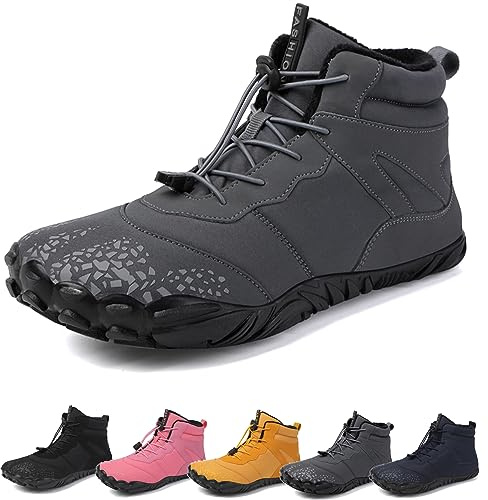 Barefoot Winter Outdoor Shoes, Men's & Women's, Grey C, 9 UK