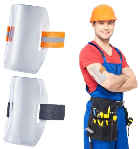 GORGECRAFT 2 Farben Skipass-Halter Aus Kunststoff Am Arm Ausweishalter Am Handgelenk Karte Wasserdicht Skipässe Halten Schwarz-Orange Transparente Zwingen Für Verstellbare Doppelte Elastische Bänder