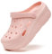 SECHRITE Platform Clogs Classic Sabots Femme Sandales D'Été Chaussures de Jardin Plage Piscine Chaussures de Piscine Pantoufles Sabots à Semelles Compensées, Rose 39 EU