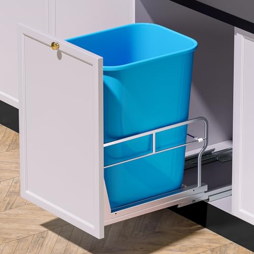 Insputer Pull Out Trash Can Under Cabinet with Soft-Close Slides, Heavy Duty Under Sink Trash Can Kit for Kitchen, Garbage Can Not Included, Requires Minimum Cabinets Opening 12 W X 18 D