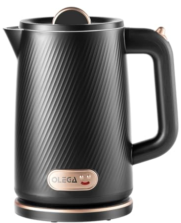OLEGA Elektrischer Wasserkocher für kochendes Wasser, 1500 W, schnell kochender Heißwasserkessel, 1,8 l tragbarer Wasserkocher, teekocher elektrisch Teekessel, Teekanne für Kaffee