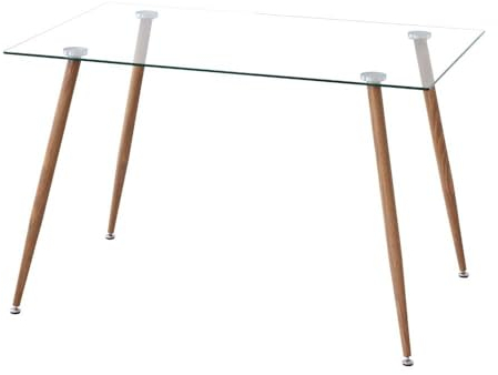 fanmuebles Mesa Comedor Cristal Templado Transparente Eros Fija 120 x 76 x 80 cm