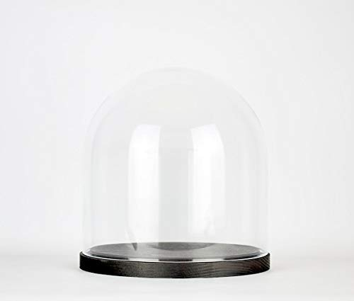 EMH Mundgeblasene Glasglocke mit schwarzem Sockel, rund, 16 x 15 cm