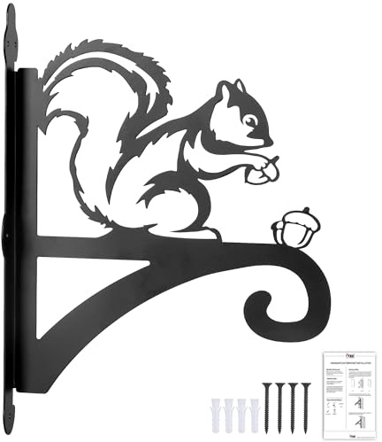 ATKKE Hanging Plant Bracket Hangers Indoor Iron Wall Mount,11” Squirrel Silhouette Ornamental Iron Hangers Hookers for Flower Pot Lantern Bird Feeder Wind Chimes