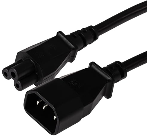 Maplin Power Lead IEC C5 Clover Leaf Plug Female to IEC C14 Male,1m Black