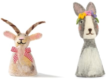 LK Trend & Style Eierwärmer aus Filz - Doppelset für das Paar liebevolle Tiere (Hase 17 cm + Ziege)