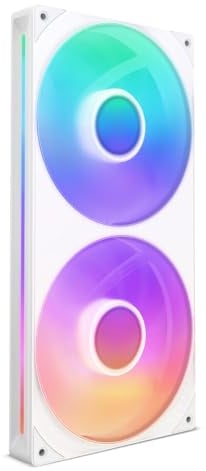 NZXT F280 RGB Core - 280mm Single-Frame Fan Unit with 2 x 140mm RGB Fans - Speed & Lighting Control - High Static Pressure & Airflow - Fluid Dynamic Bearings - 8 aRGB LEDs Per Fan - White