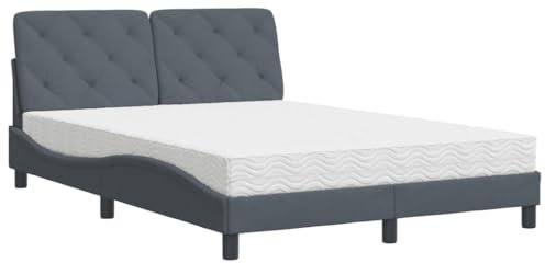 vidaXL Bett, Polsterbett mit Matratze, Bettgestell Bettrahmen mit Lattenrost, Schlafzimmerbett Doppelbett, Dunkelgrau 120x200cm Samt