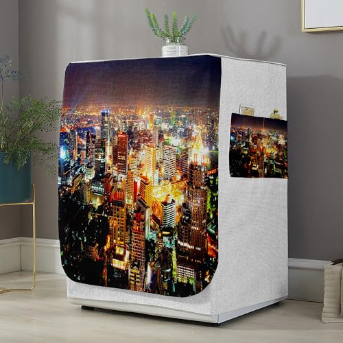 Highdi Housse de Protection pour Machine à Laver, Chargement Frontal Housse La Poussière avec Ouverture Frontale pour Linge Domestique (Lumières,Capacité L 10.5~12KG)