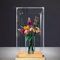 Boîte de présentation en acrylique transparent pour modèle Lego 10280 Roses Boîte de rangement anti-poussière (modèle non inclus) (base chêne doré)